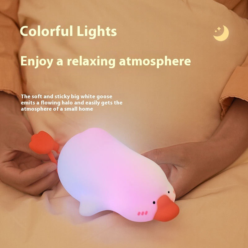Creative Cute Big White Geese Magic Color Small Night Lamp